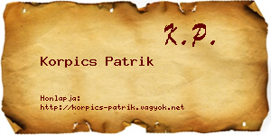 Korpics Patrik névjegykártya